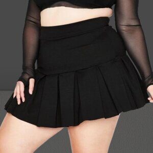 Black Tennis Pleated Mini Skort Skirt - Size 1X / 1XL - 00's y2k